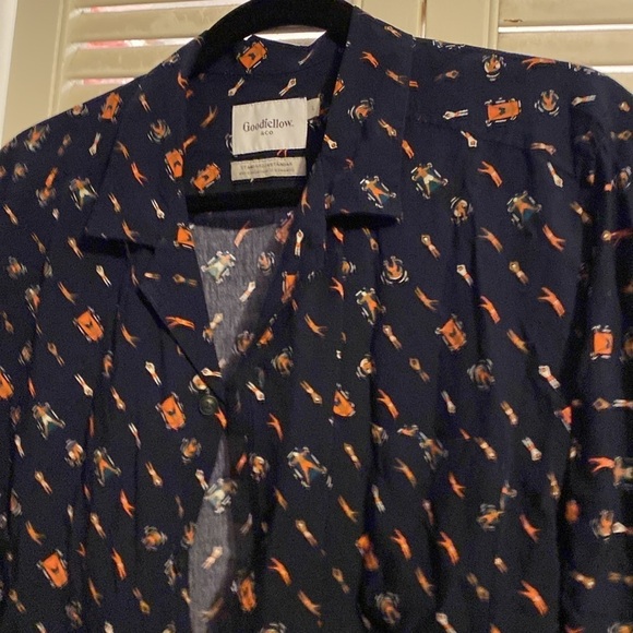 Goodfellow & Co Navy Swimmer Button Down Shirt - Picture 2 of 6